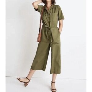 Madewell Short Sleeve Wide Leg Button Front Utility Jumpsuit Work Travel Size 00